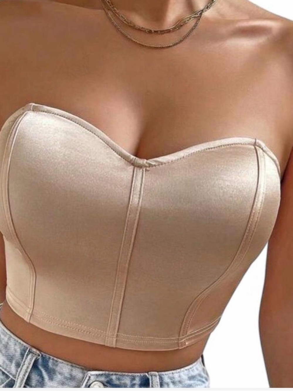 Strapless Bustier Crop Top in Nude